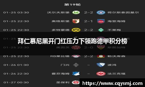 拜仁慕尼黑开门红压力下领跑德甲积分榜